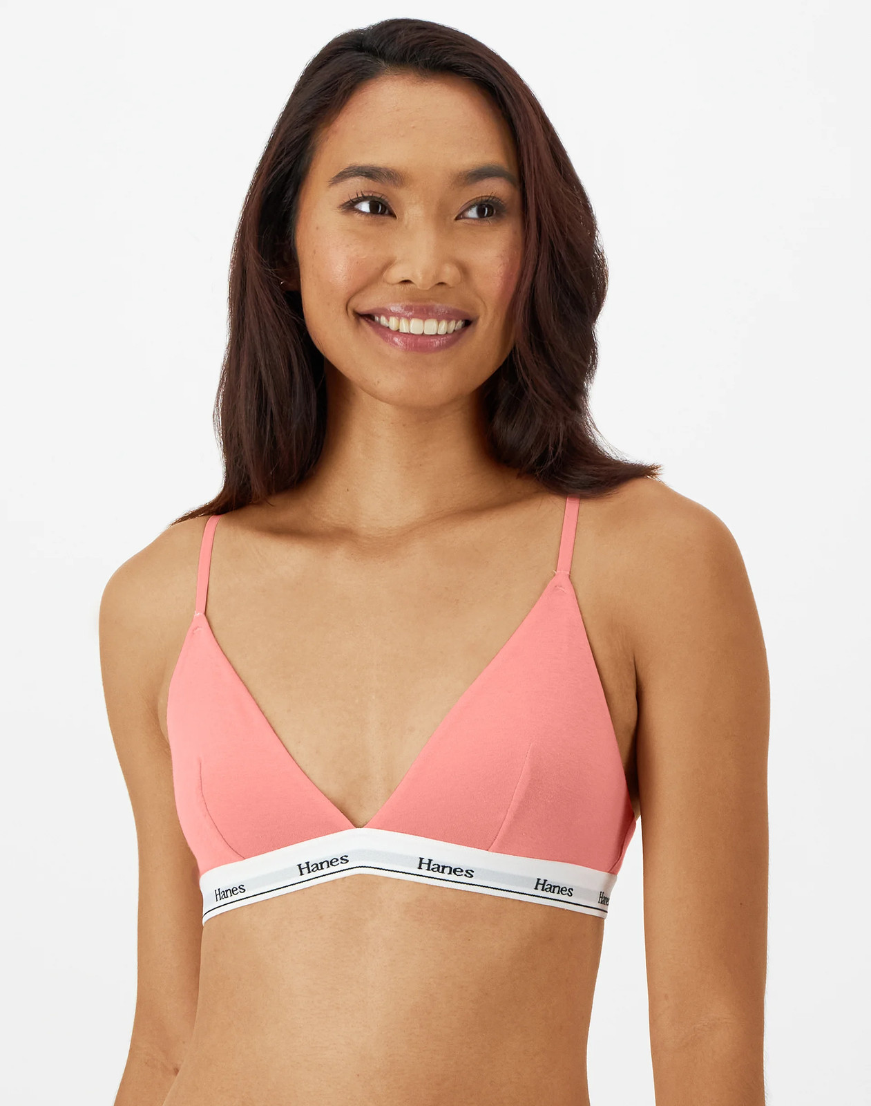 Hanes Originals Women’s Triangle Bralette, Breathable Stretch Cotton, 2-Pack