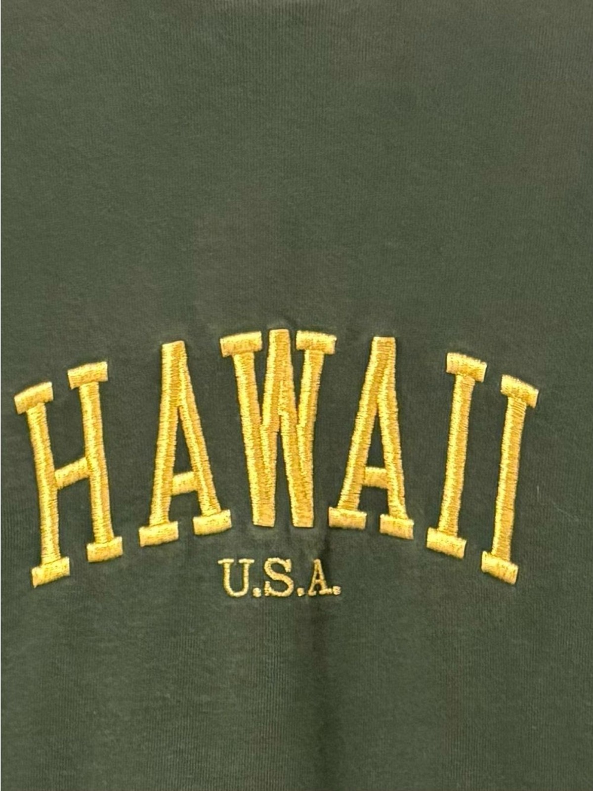 John Galt Green Sweatshirt with Yellow HAWAII Embroidery