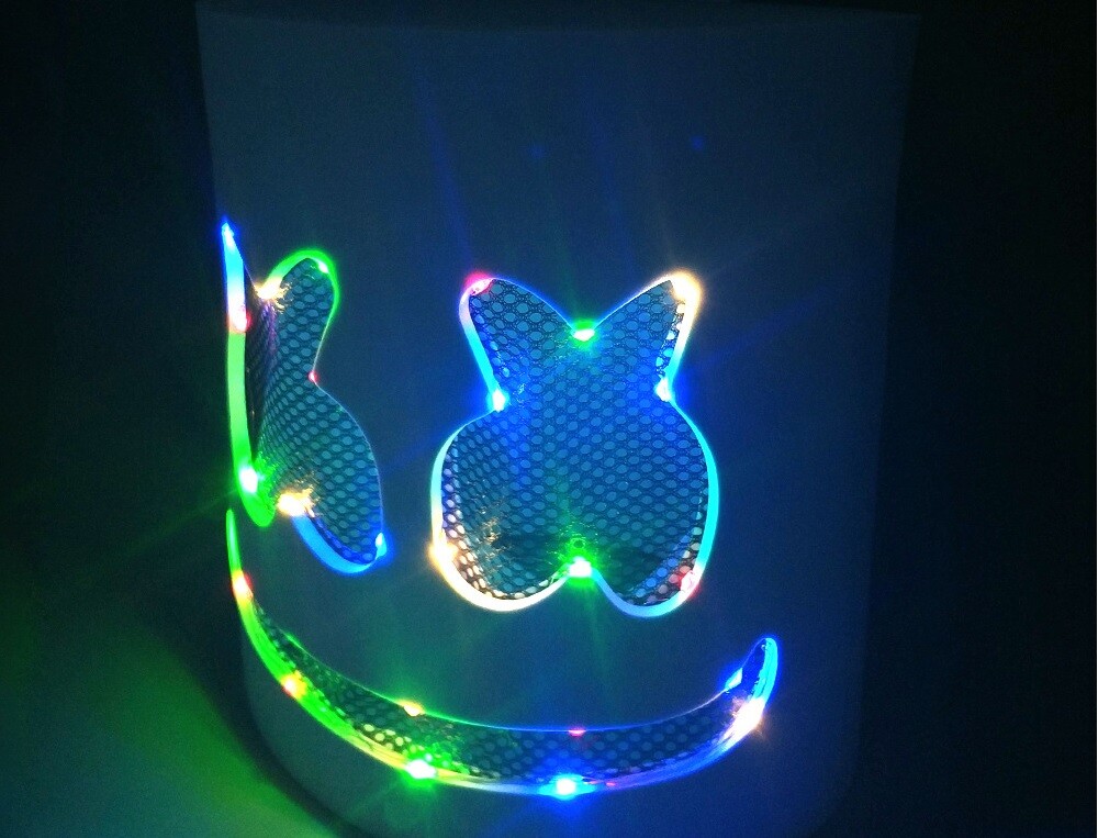 DJ MarshMello Smile Rainbow LED Mask EVA Foam Helmet EDC Halloween Costume Party