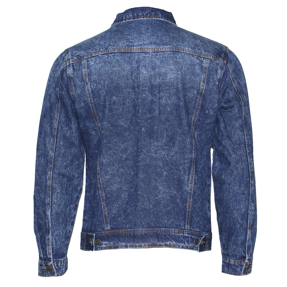 Mens Denim Jean Jacket Faded Premium Cotton Button Up Slim Fit Red Label