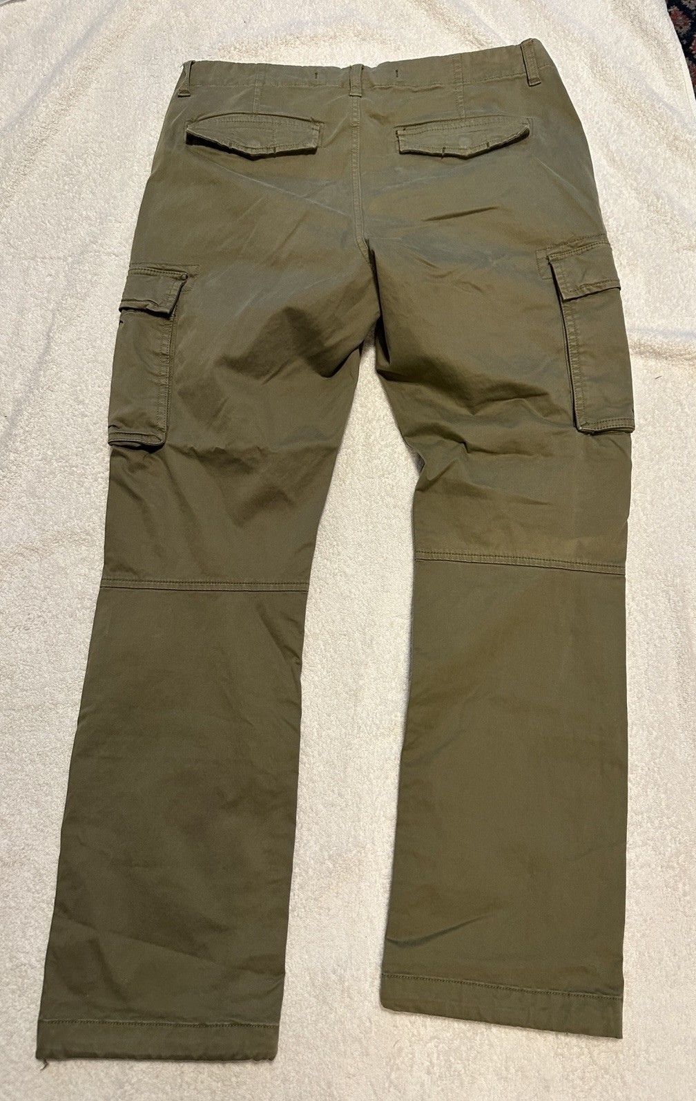 Superdry Men’s Green Solid Cargo Pants 32 Regular Straight Leg Twill Pockets