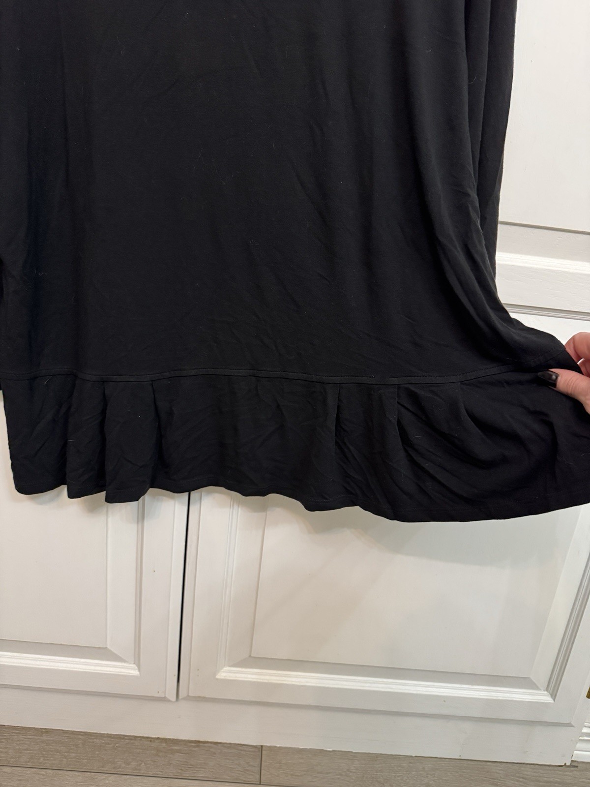 J.Jill Wearever Collection Top Women’s XL Black Ruffle Hem Long Sleeve Blouse