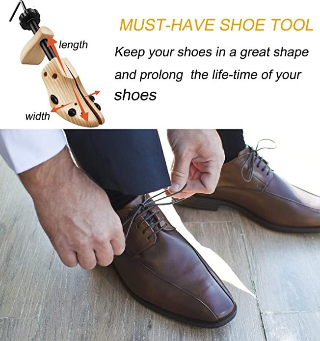 One Pair 2-way Wooden Adjustable Shoe Stretcher for Men Women Size 9-13 US New