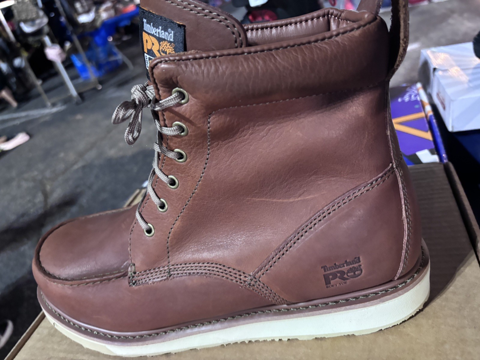 Timberland Pro Wedge 6″ Soft Toe Moc-Toe Work Boots – Brown – US size 14wide