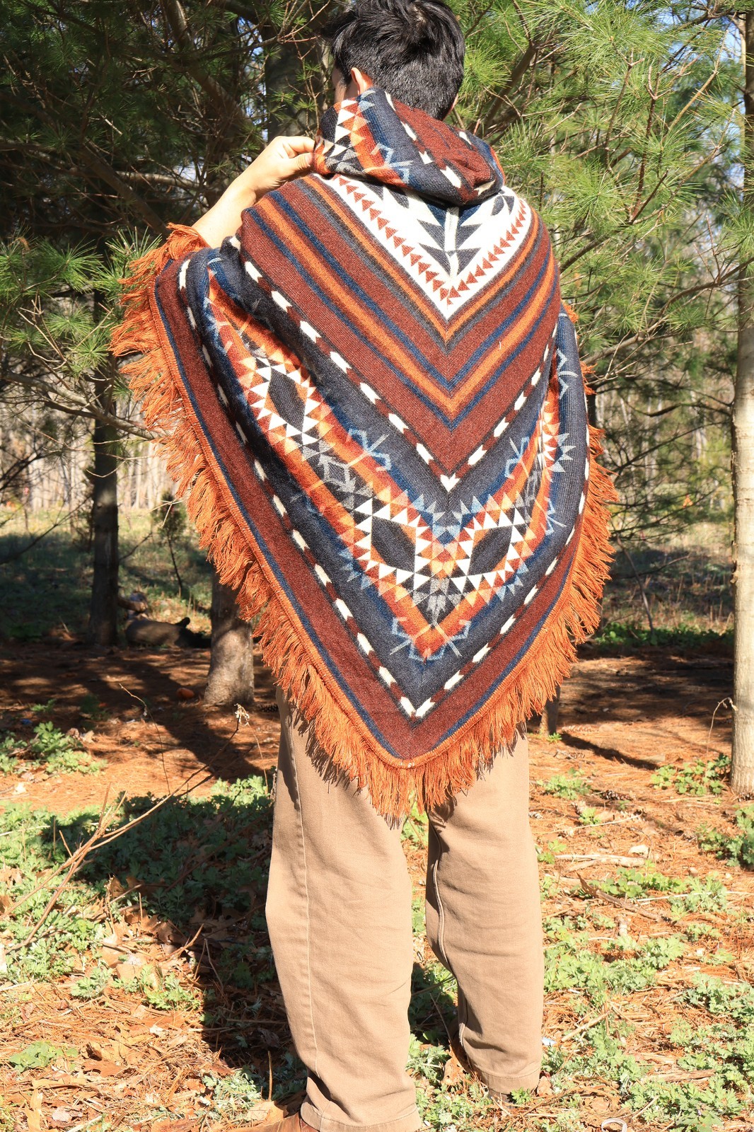 Handmade Ecuadorian Alpaca Poncho, Authentic Indigenous Artisan Wool Cape