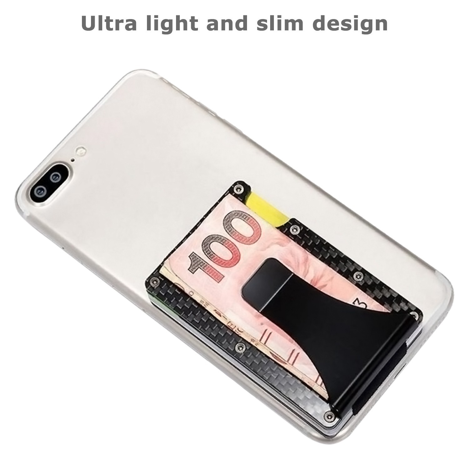 Men’s RFID Blocking Slim Money Clip Carbon Fiber Wallet ID Credit Card Holder