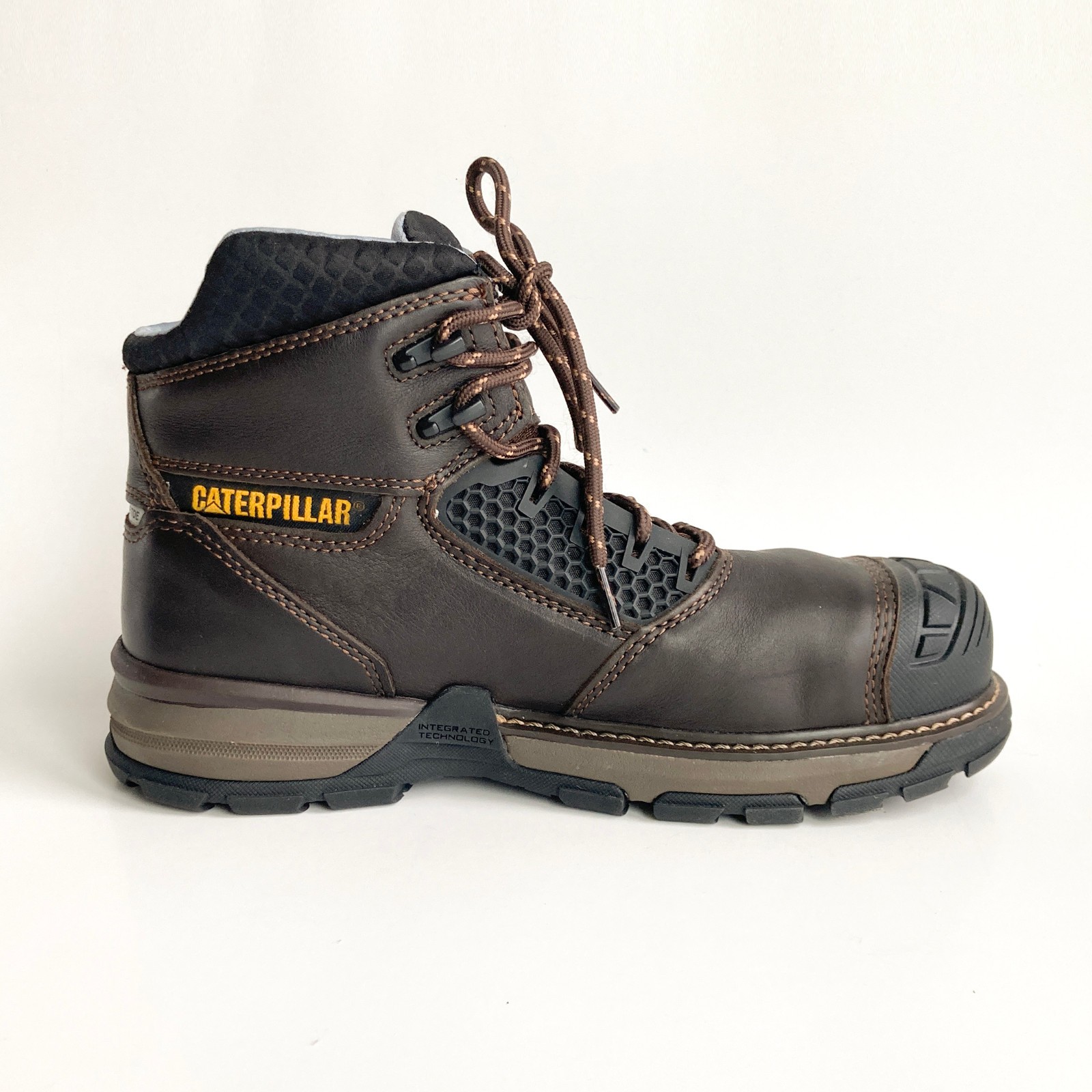 Caterpillar Excavator Boots sz 9 WIDE Dk Brown P91340 Slip Resistant *NWOB*