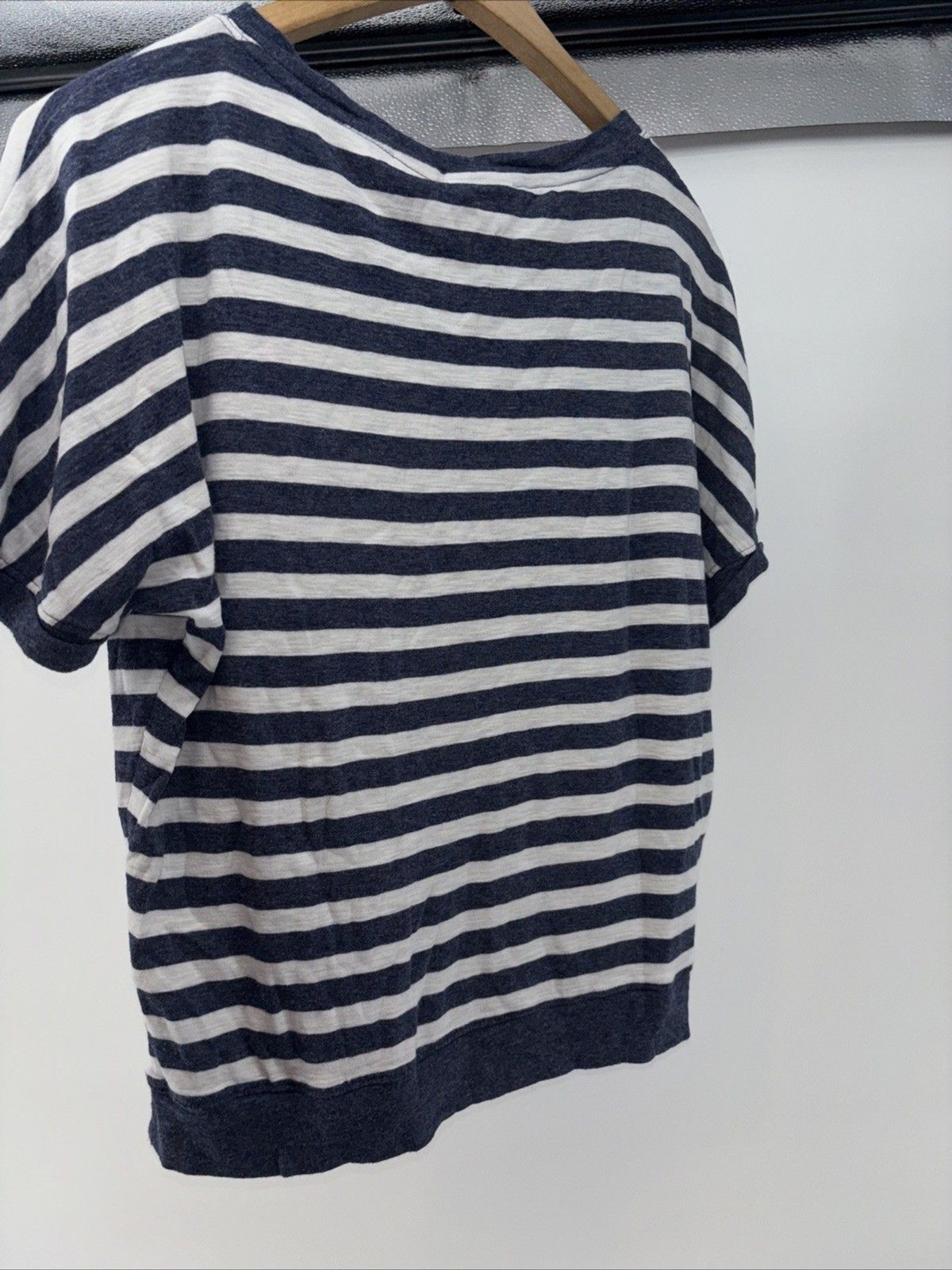 Antibes Blank Women’s Blue White Stripe Top Blouse Shirt Cozy Size Small