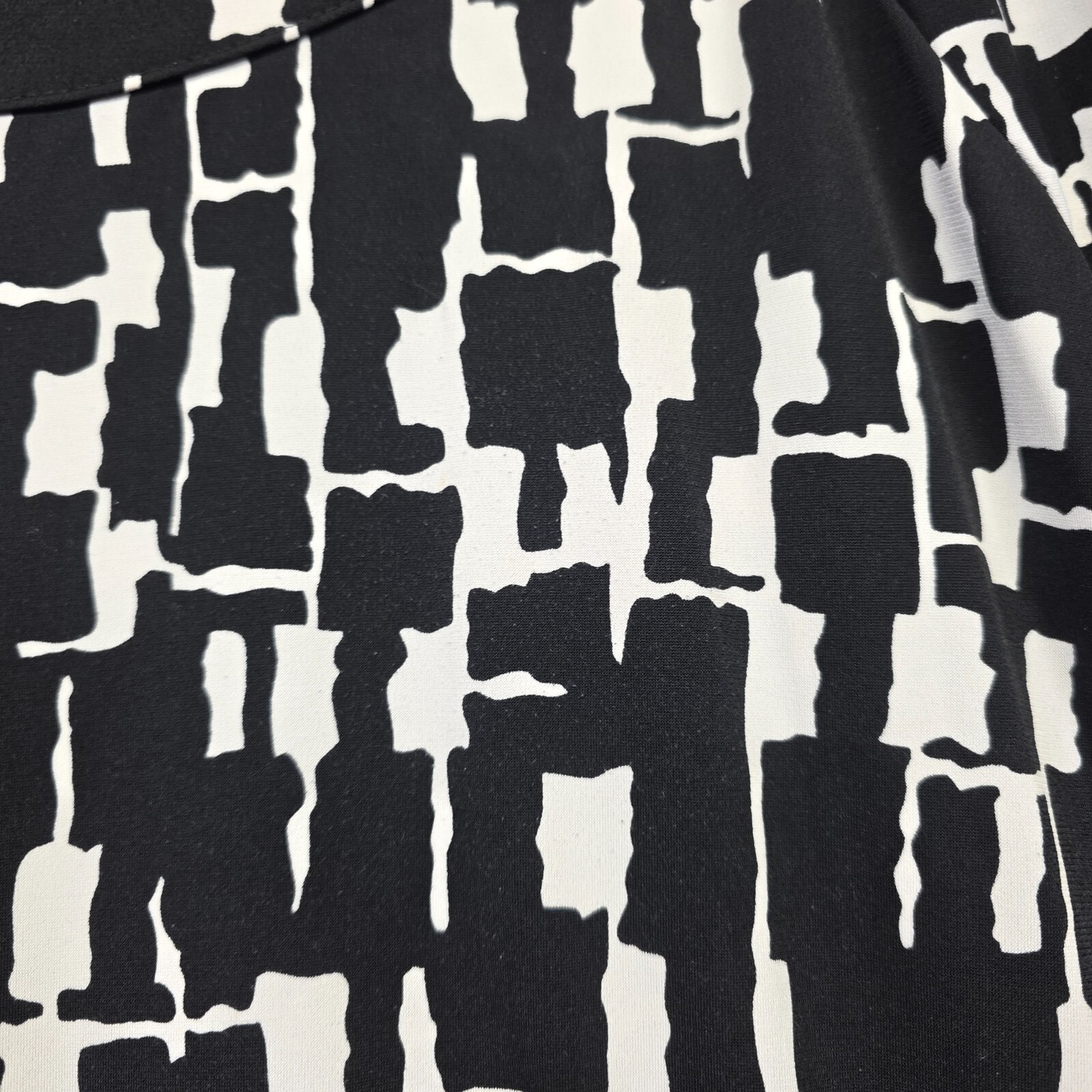 Merona Top Womens Plus 2X Black Abstract Tie Shirt Boho Career Blouse Office