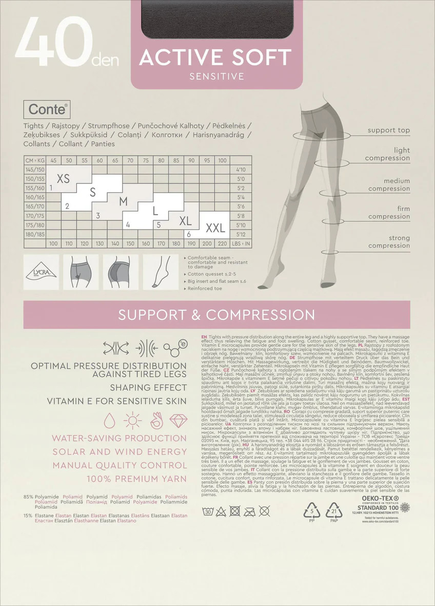 Tights Conte Active Soft 40 Den – Shaping Support with Vitamin E