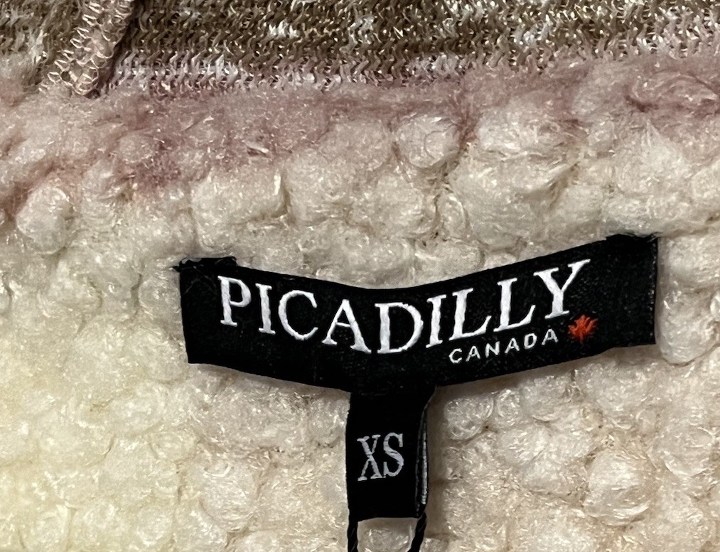 Picadilly Fleece Teddy Jacket – Pink/Beige/White Plaid Size XS – NWT Mid-length
