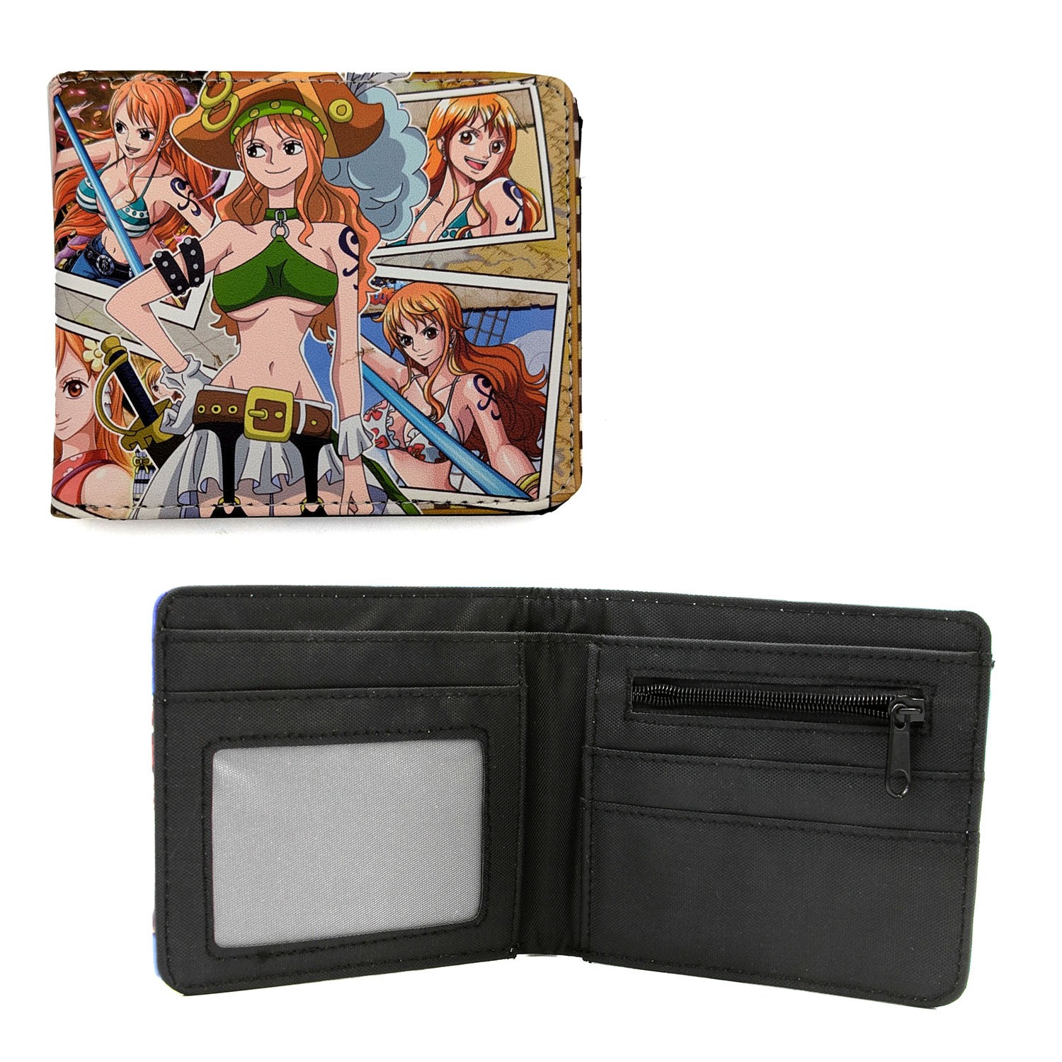 NAMI X NICO ROBIN One Piece 4 in. Bi Fold Wallet (Anime Credit Card Billfold)