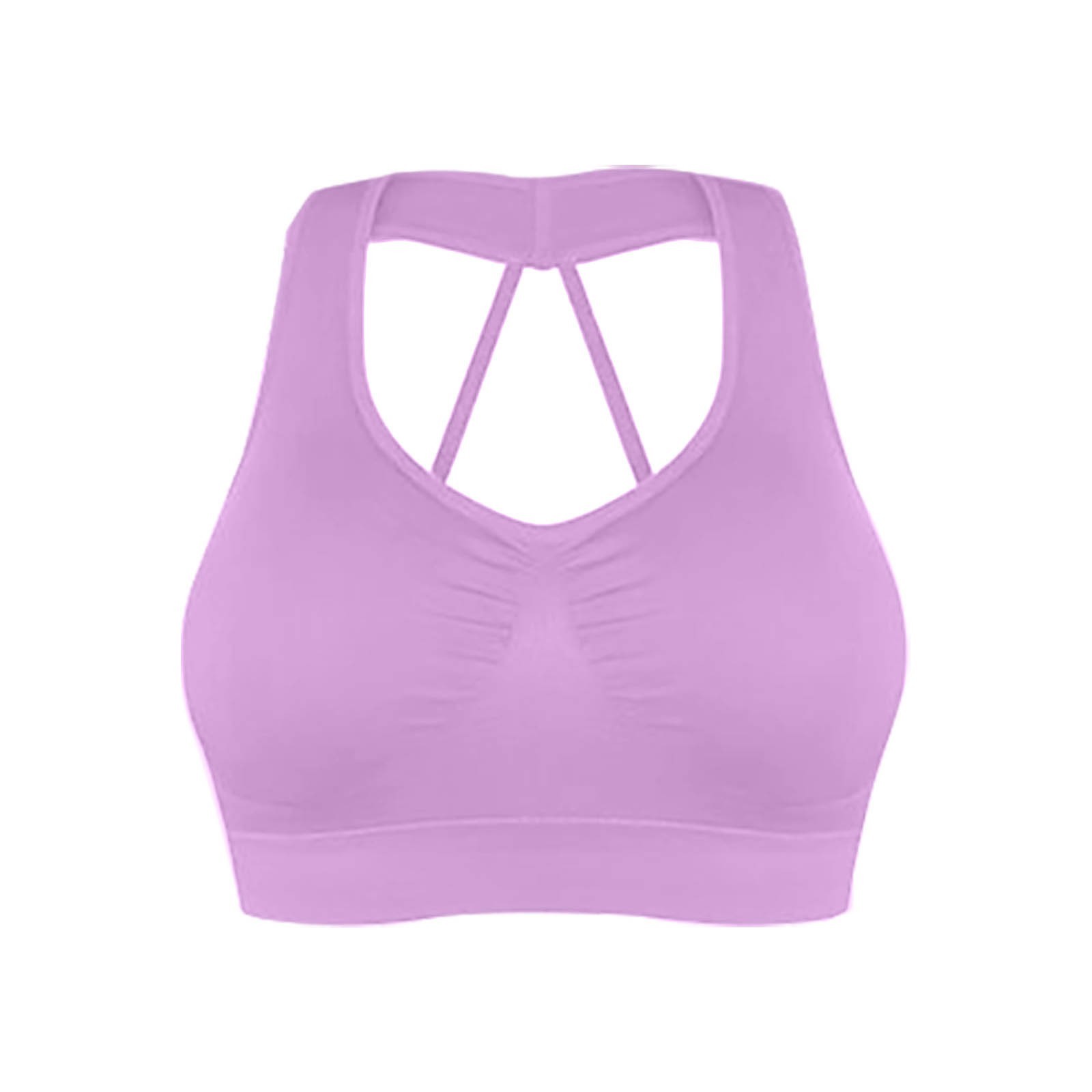 Women Seamless Racerback Sports Bra With Removable Cups High Support Workout Top