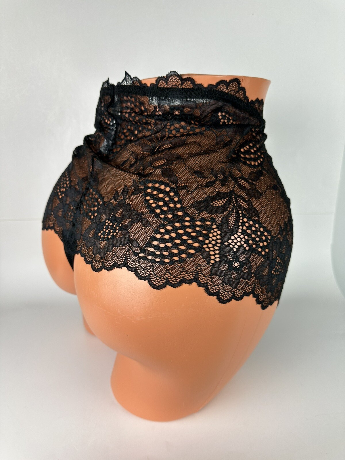 Lane Bryant Cacique Split Gusset Thong Black With Lace Plus Panties 22/24 Sexy C