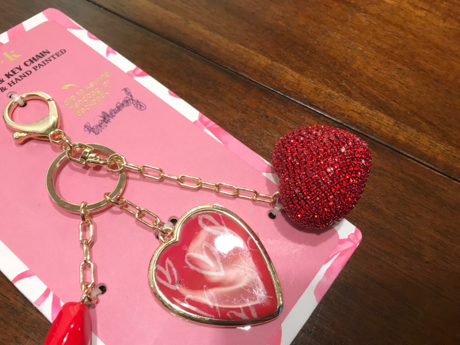 NEW Piper K~bag charm~ glass stones~Lipstick, Heart & Heart Charm & Keychain