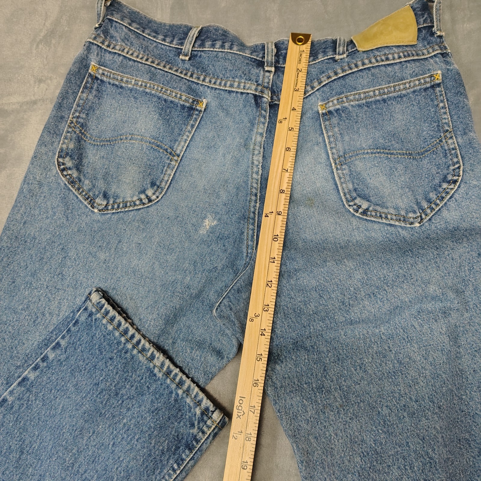 Vintage Lee Riders Jeans Mens 38 X 30 Straight Indigo Fades USA Made 80s 90s