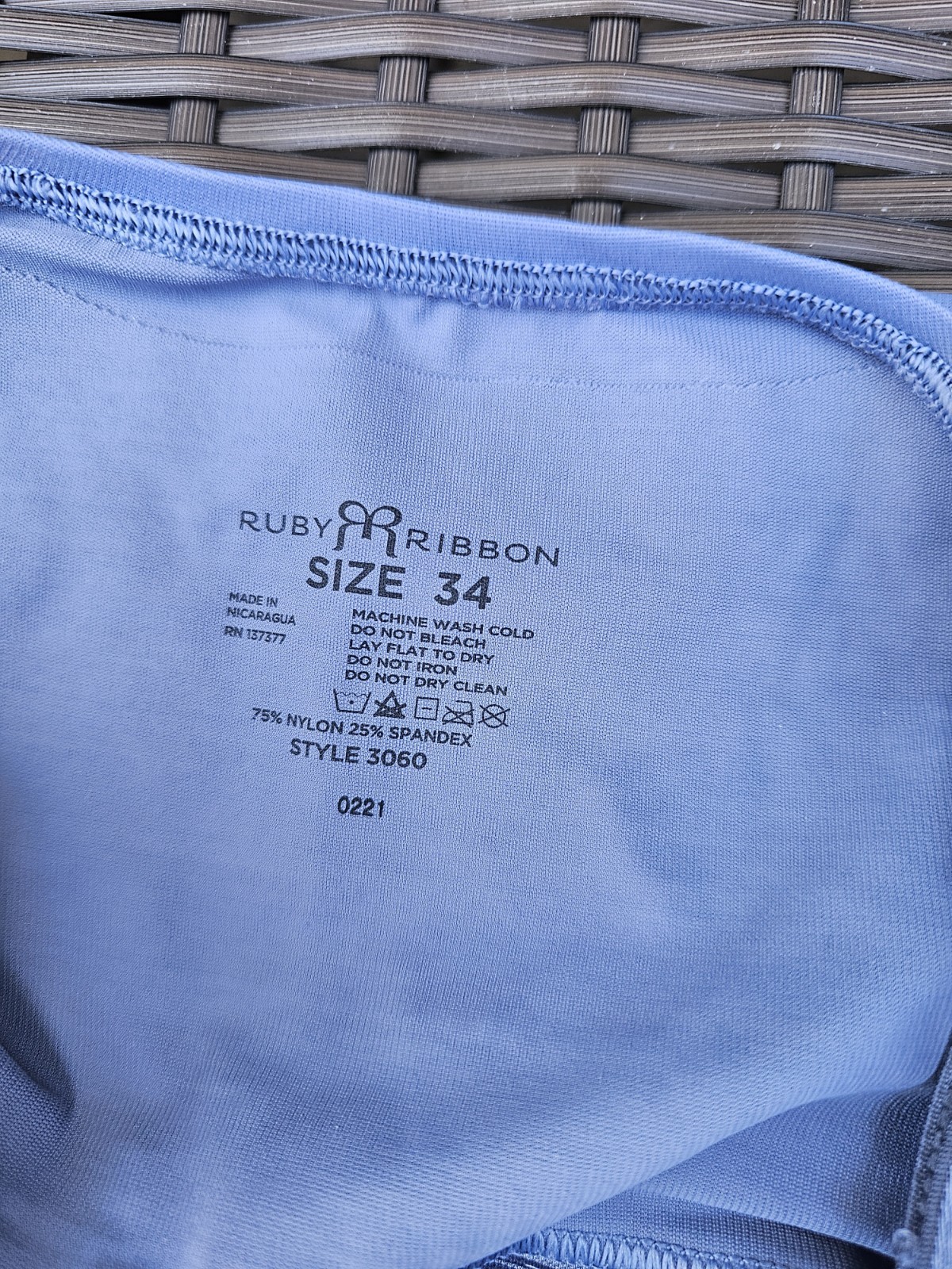 Ruby Ribbon Athena Demiette Bra Style 3060 Size 34 Adjustable Blue NWOT
