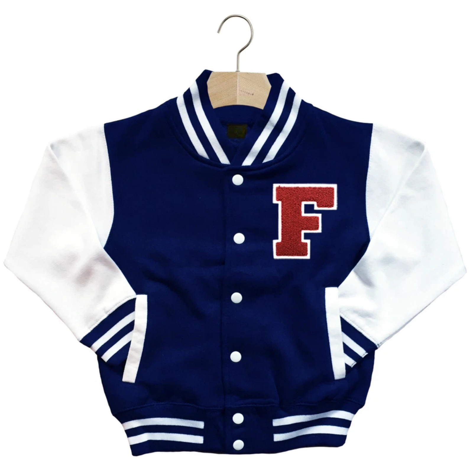 CLASSIC VARSITY BASEBALL JACKET UNISEX PERSONALIZED GENUINE US F COLLEGE LETTER