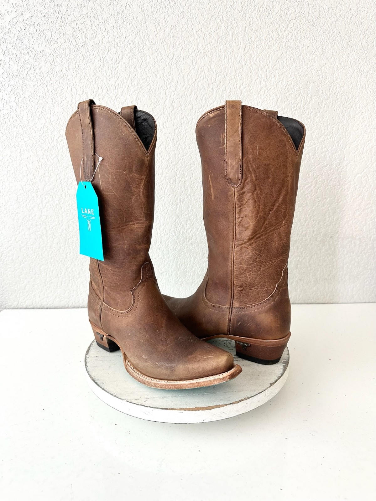 Lane EMMA JANE Brown Cowboy Boots Western Cowgirl Mid Calf Tall Snip Toe 8.5