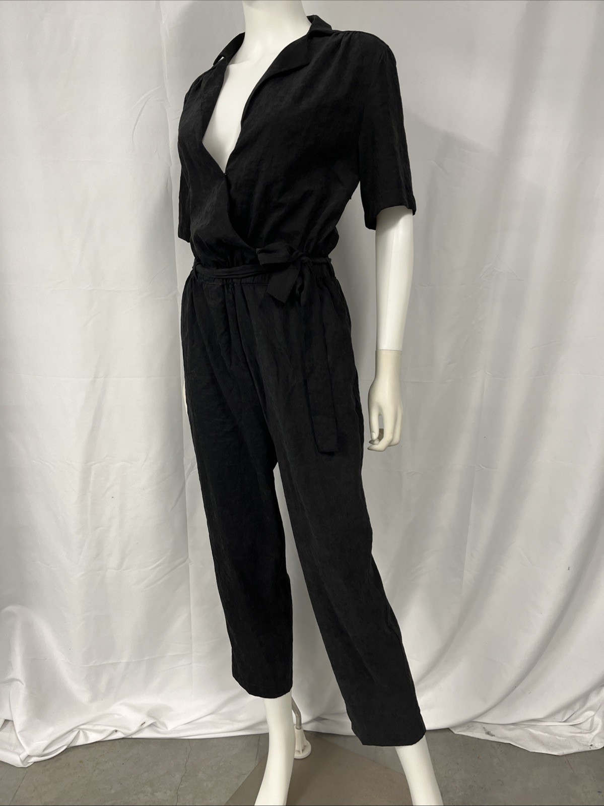 Lira Black Jumpsuit Women’s Medium Liquid Casual Sash Minimalist Fashion