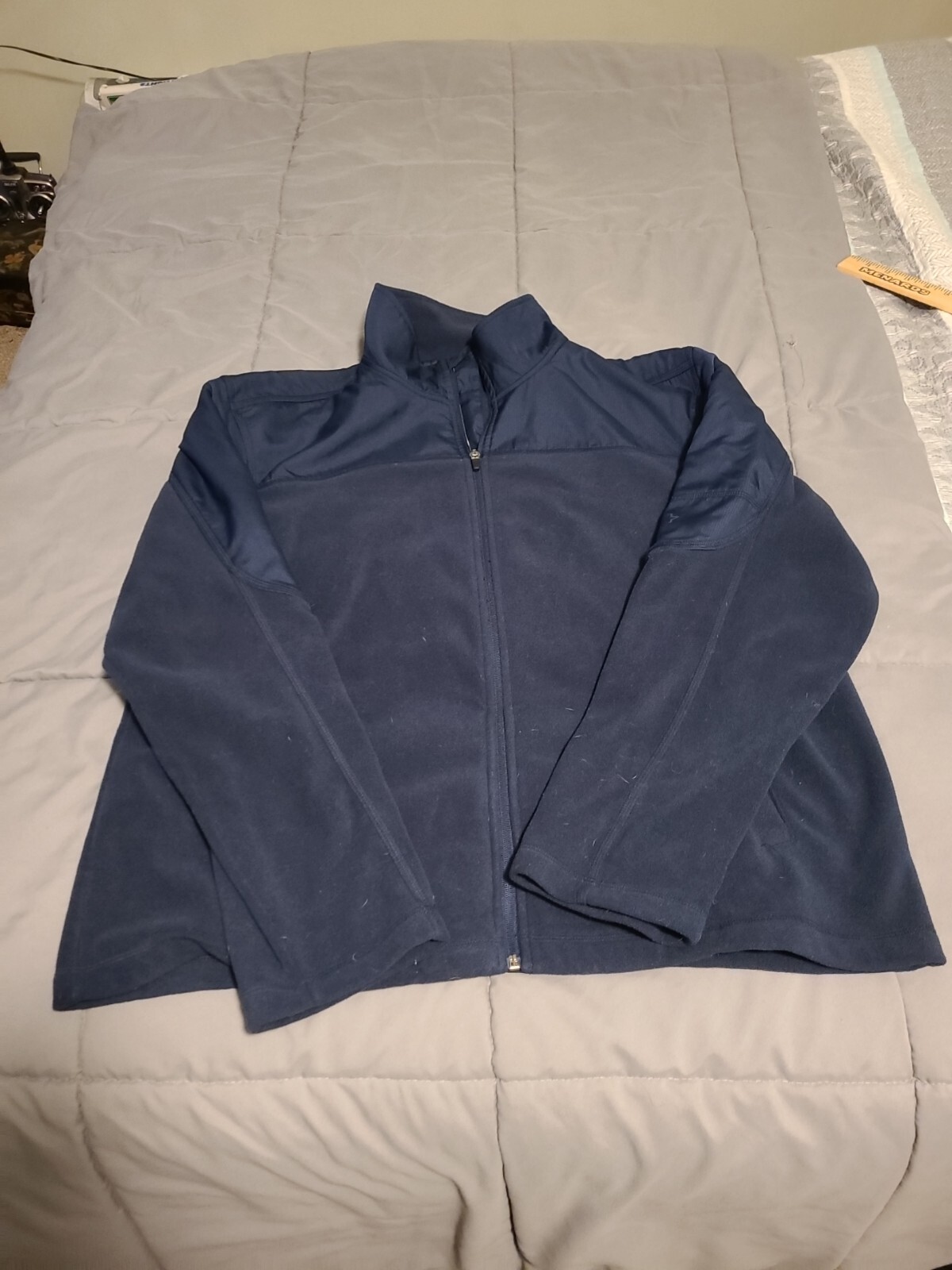 Starter Fleece Jacket Mens XL Blue Full Zip Stand Up Neck Insulated Pockets A38