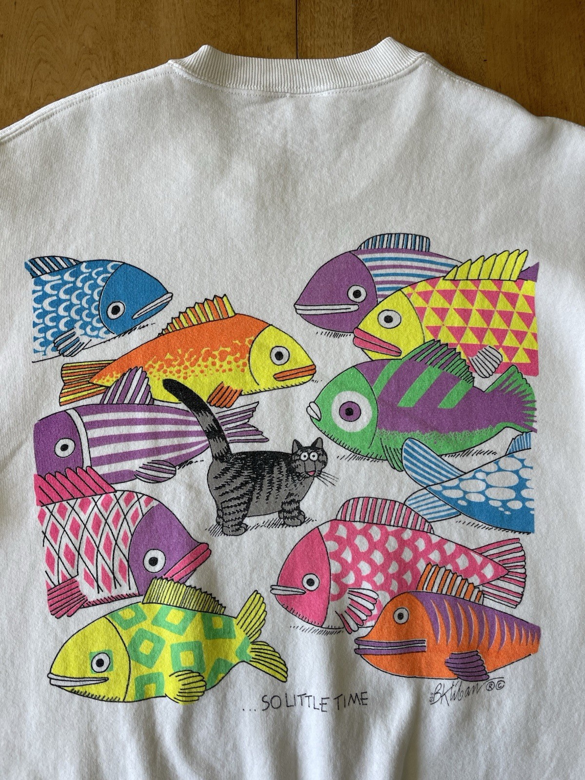 Vintage Crazy Shirt B Kliban Cat So Many Fish So Little Time Sweatshirt Size L