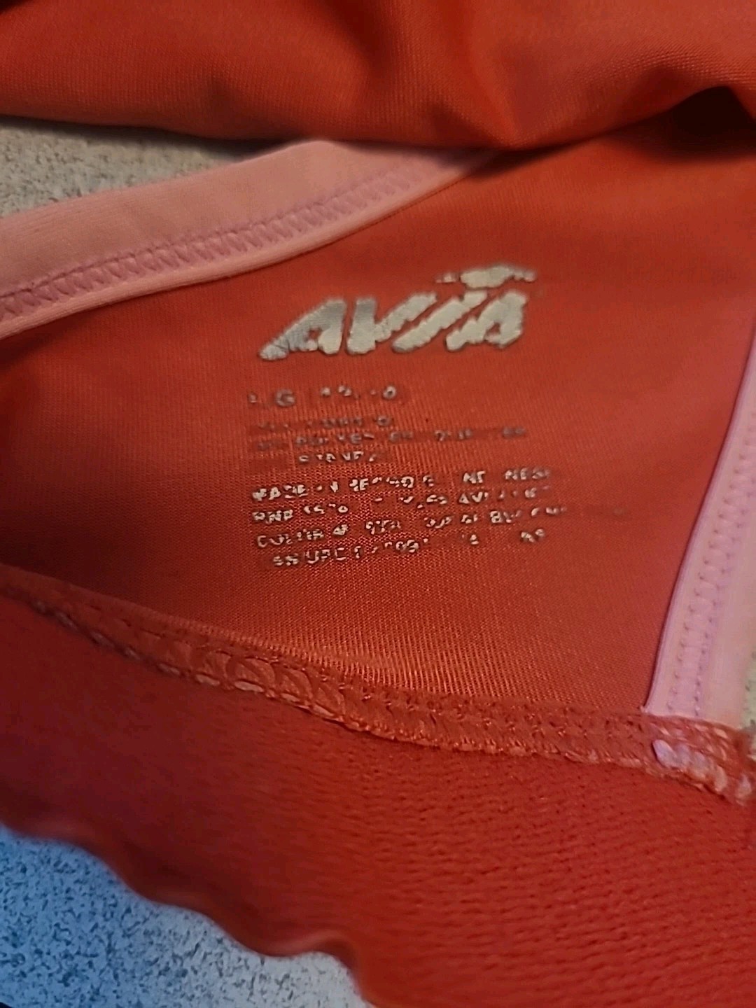 Avia Sports Bra Large 12-14 Pink Red Racerback Lined Wireless Unpadded
