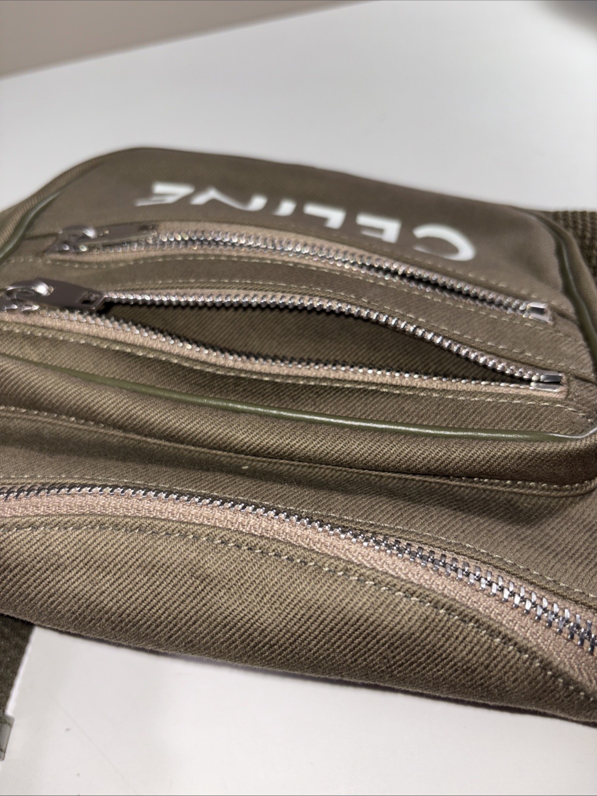 Celine Trekking Belt Bag Canvas Khaki Waist Pack New