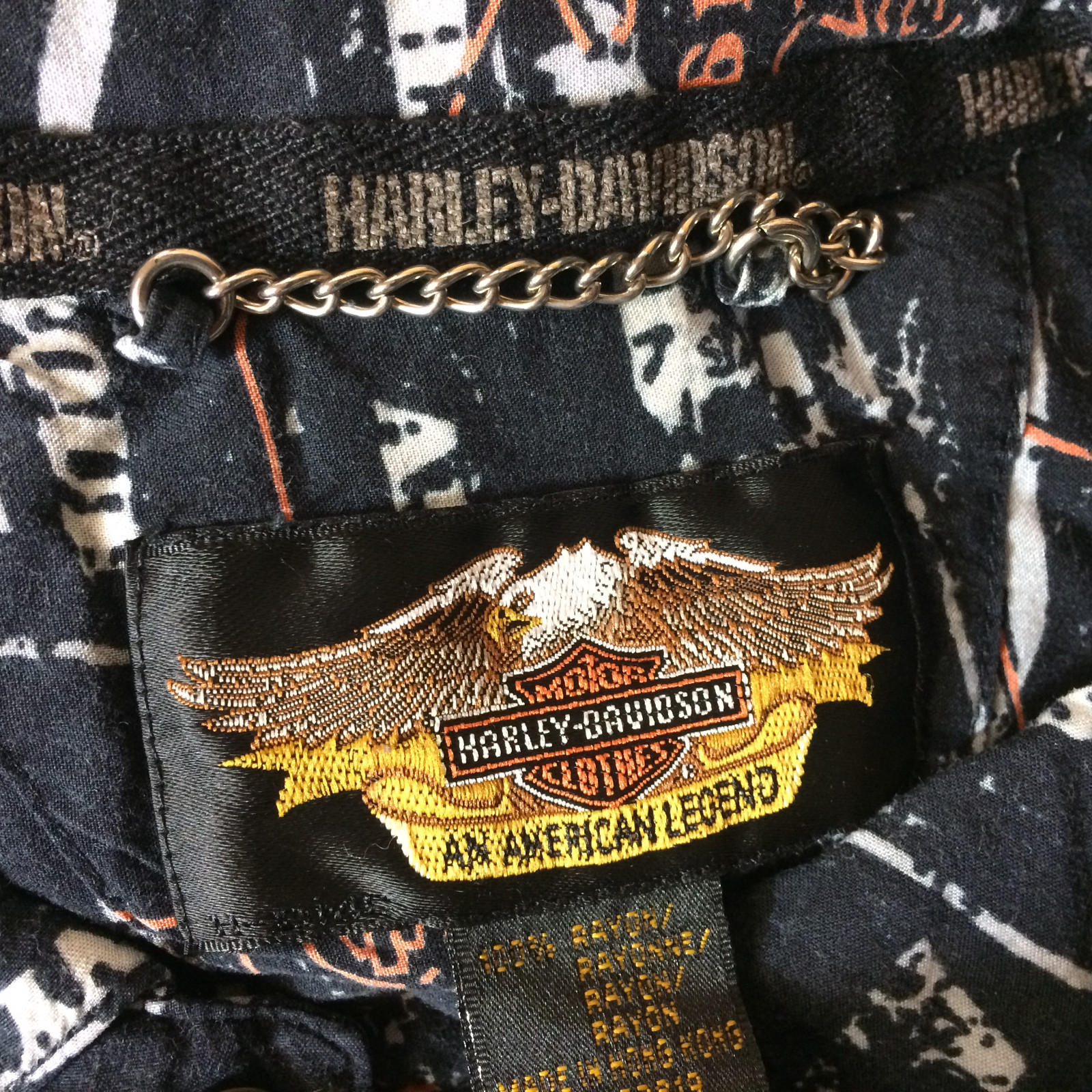 Vintage 80s 90s Harley Davidson Hawaiian Rayon Surf Beach Map Motorcycle Shirt
