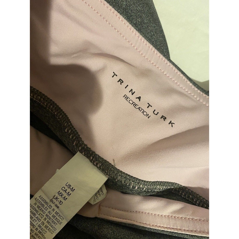 Trina Turk Recreation Leggings M Medium Capri Colorblock heather Gray Pink