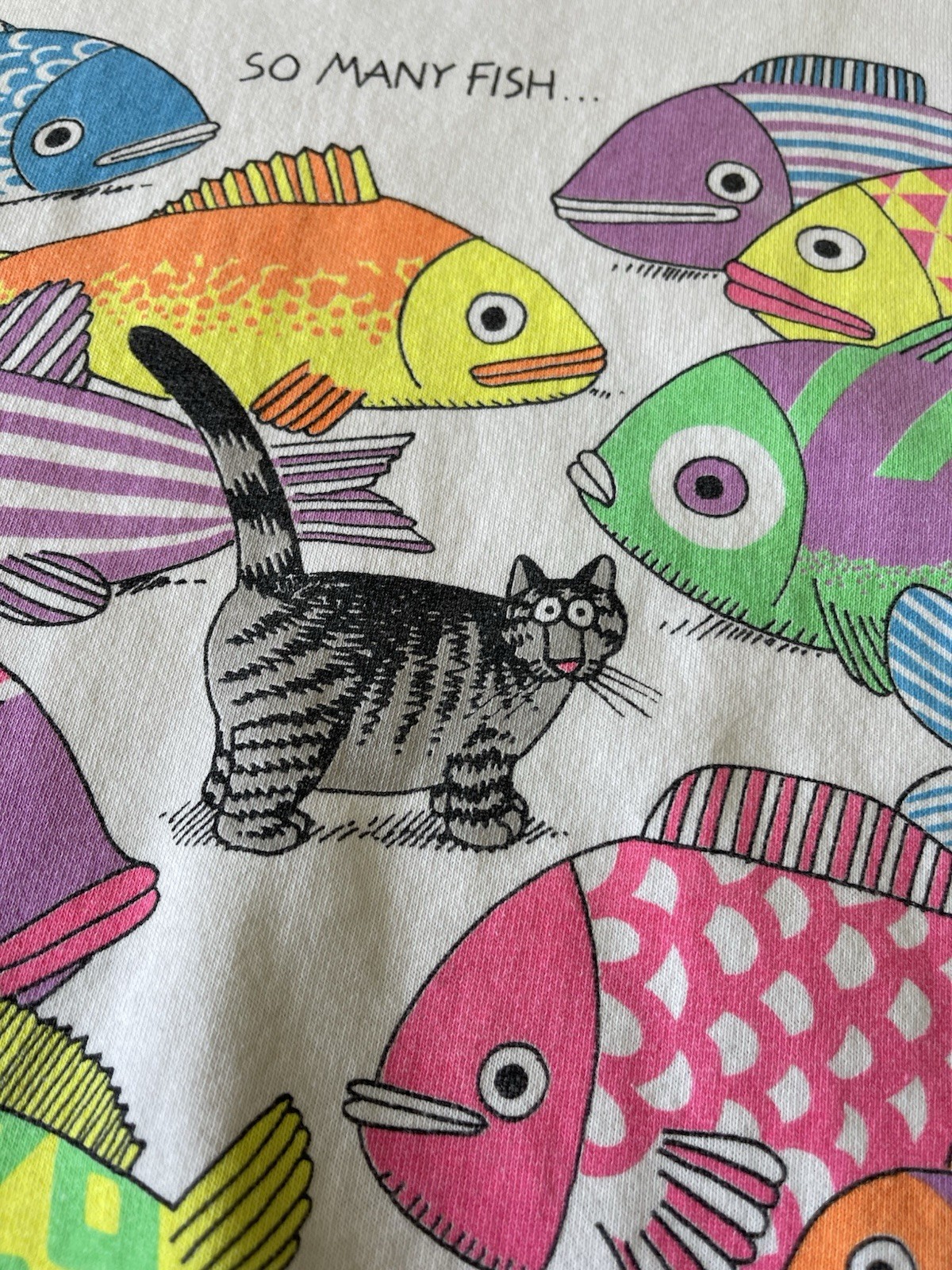 Vintage Crazy Shirt B Kliban Cat So Many Fish So Little Time Sweatshirt Size L