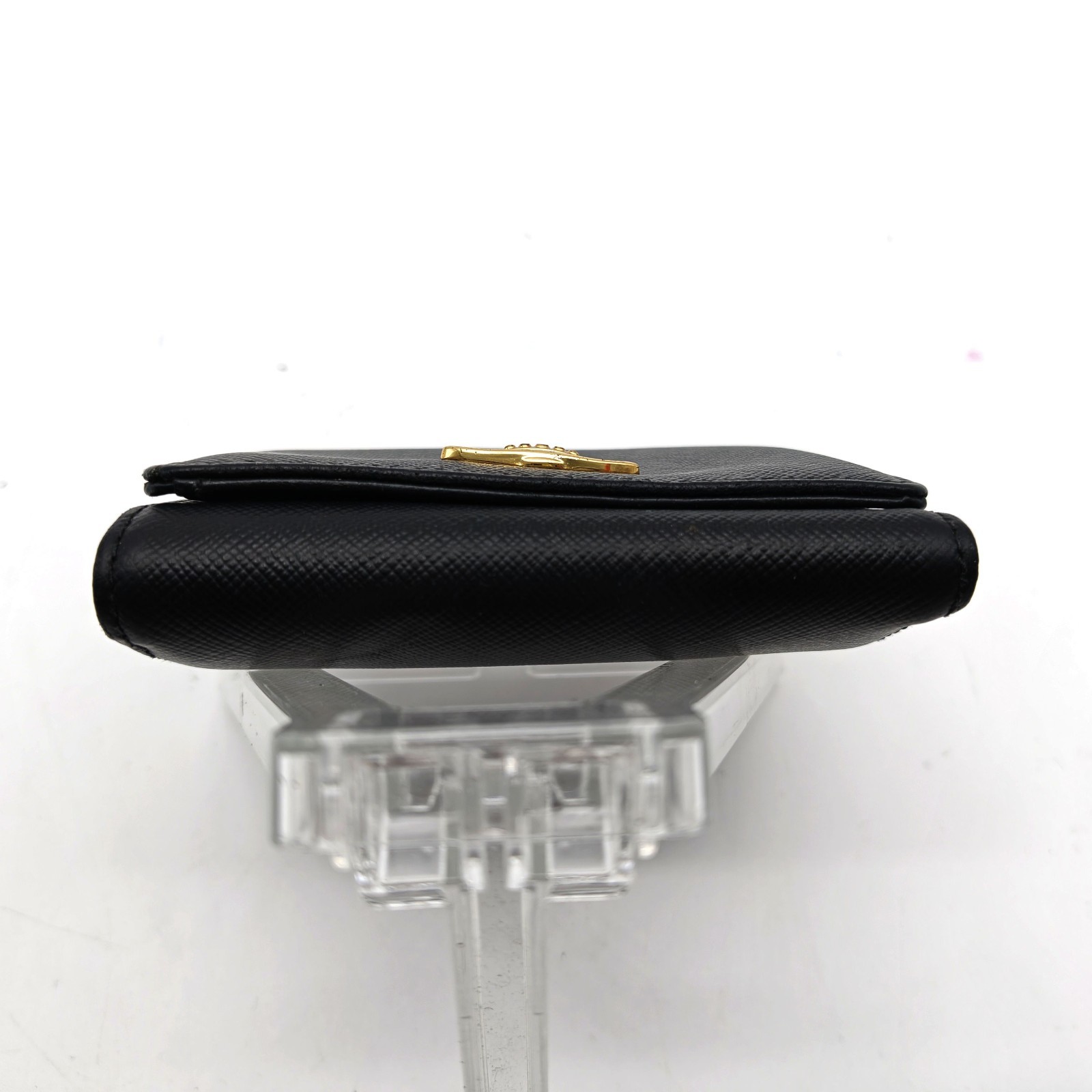 Vivienne Westwood SMALL FRAME WALLET Orb Tri-fold purse Saffiano Leather Black