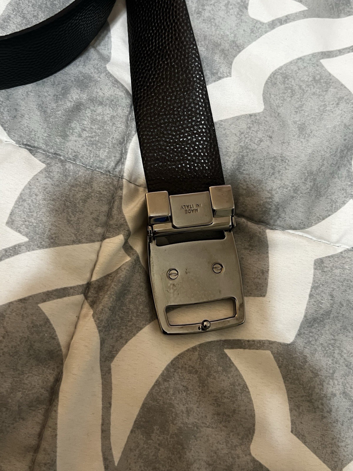 Salvatore Ferragamo Men’s Black Textured Work Belt 1.25″ with Buckle
