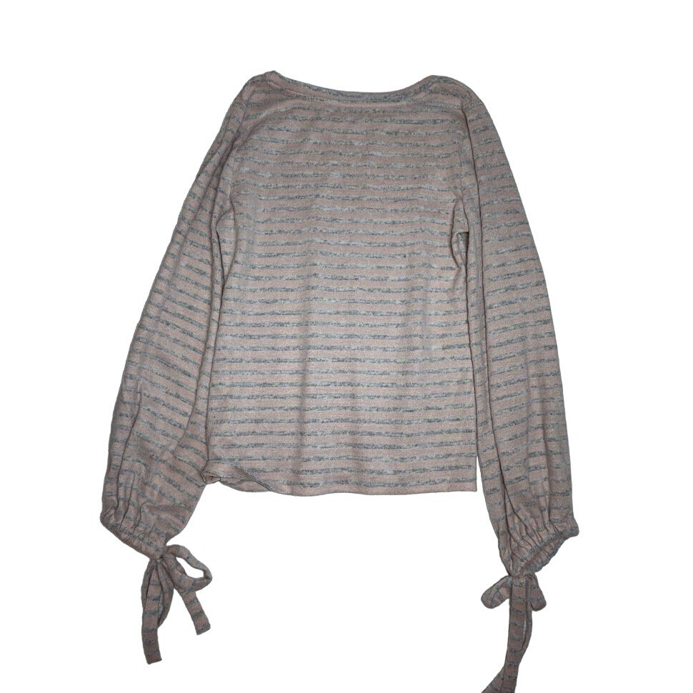 Ana XS Striped Long Sleeve Top With Tie Cuffs Polyester & Spandex NEW