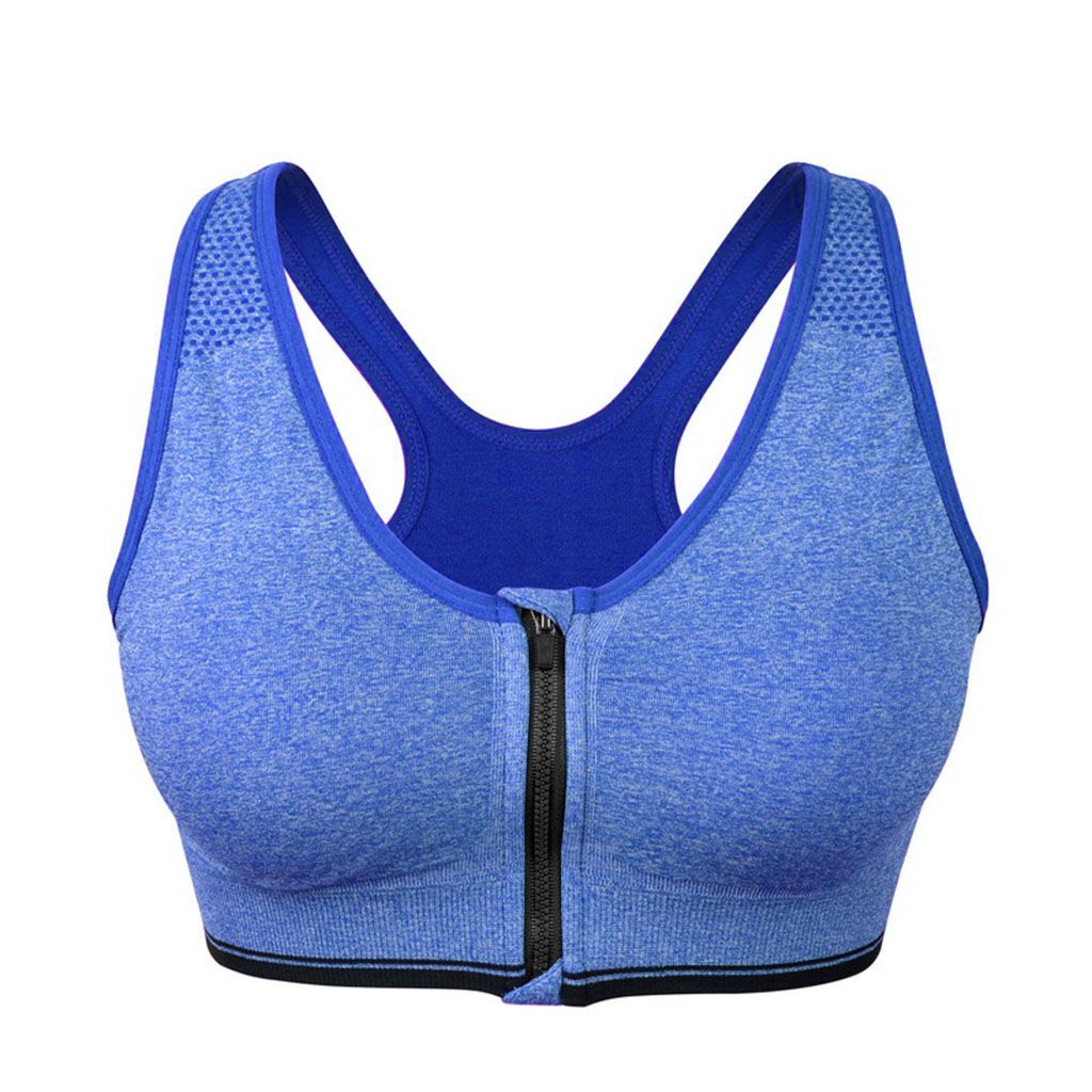 Sports Bra Women High Impact Running Yoga Workout Bra Zip Front Closure M/L/XL