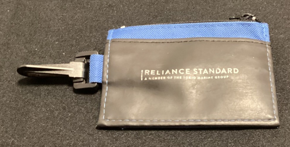 Reliance Standard Blue Zippered Coin Purse ID Wallet 4.5″ x 3″ Plastic Clip