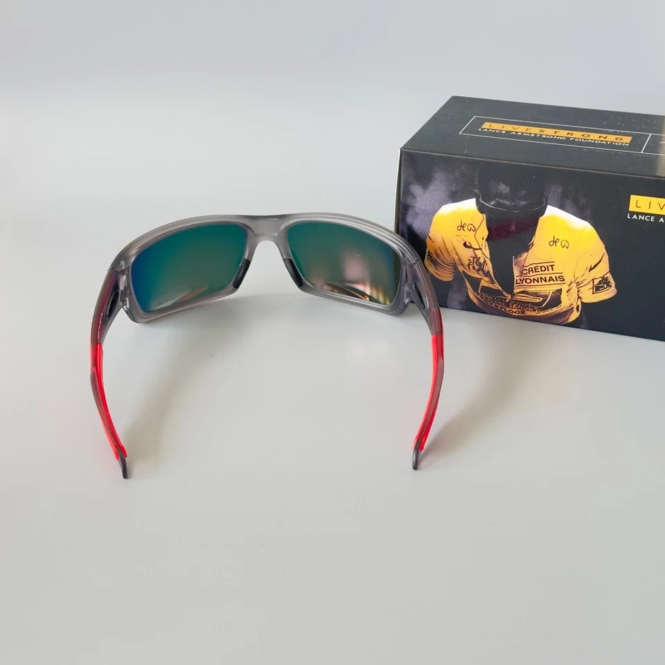 Oakley Turbine OO9263 Grey Smoke Frame Prizm Ruby Polarized Red Legs Sunglasses