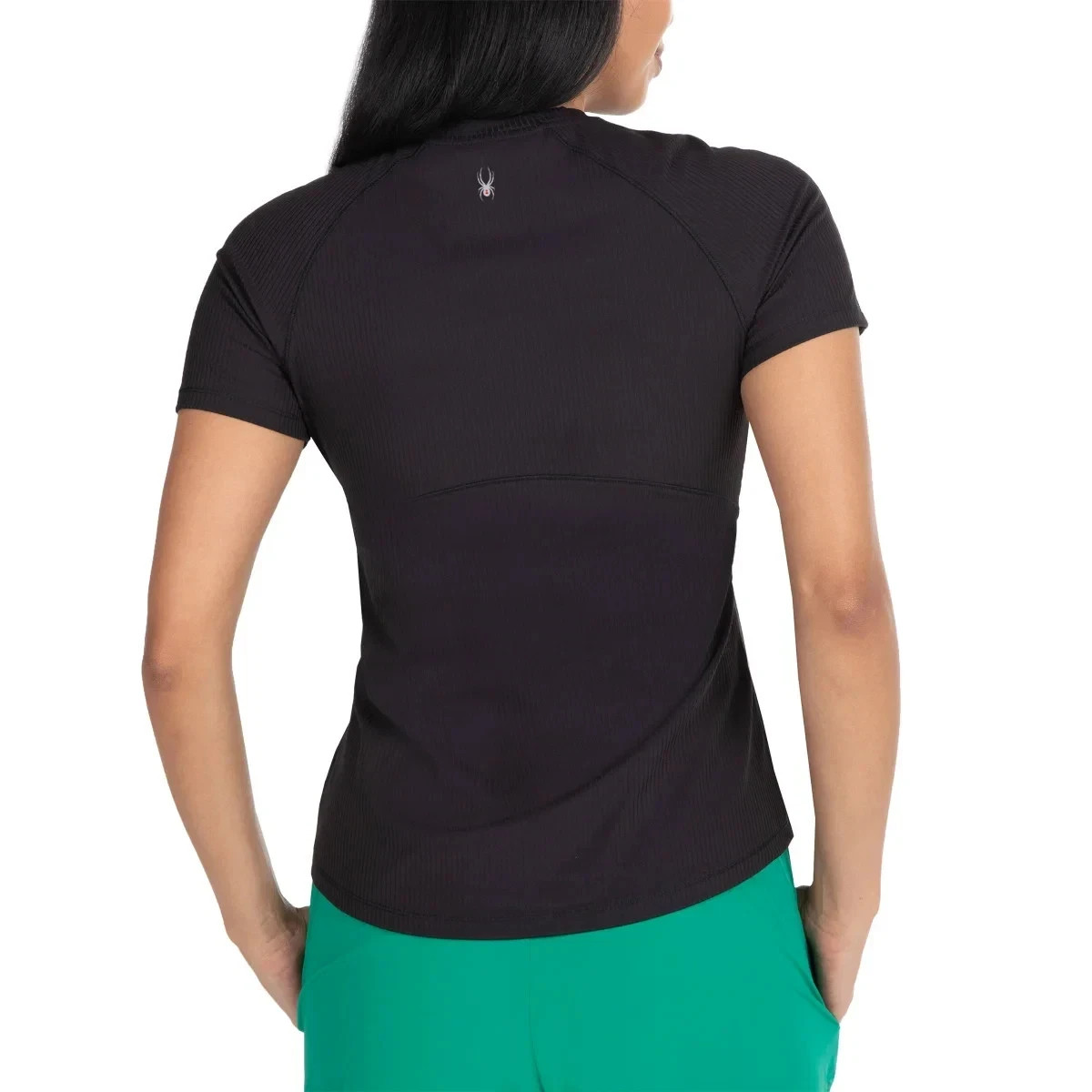 Spyder Women’s Active Ribbed Short Sleeve Tee, Black, Size L