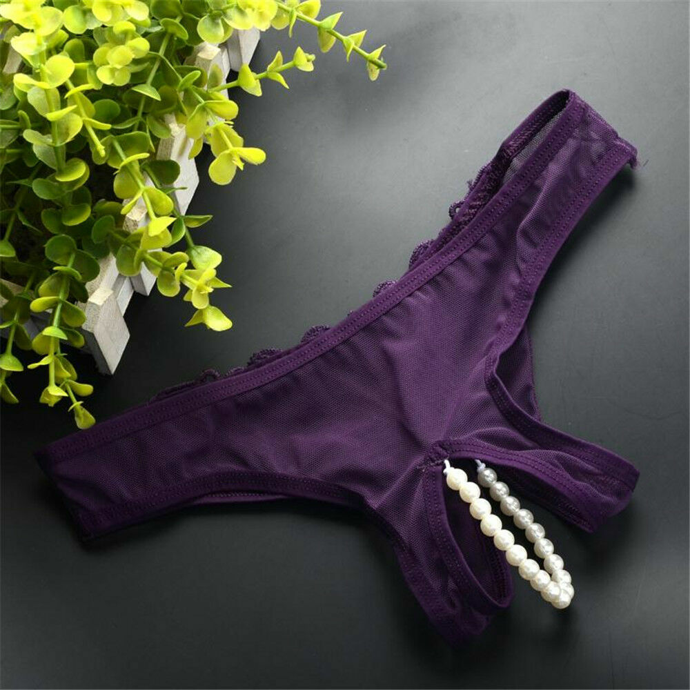 Women Sexy Lace Pearl Briefs Lingerie Knickers G-string Thongs Panties Underwear