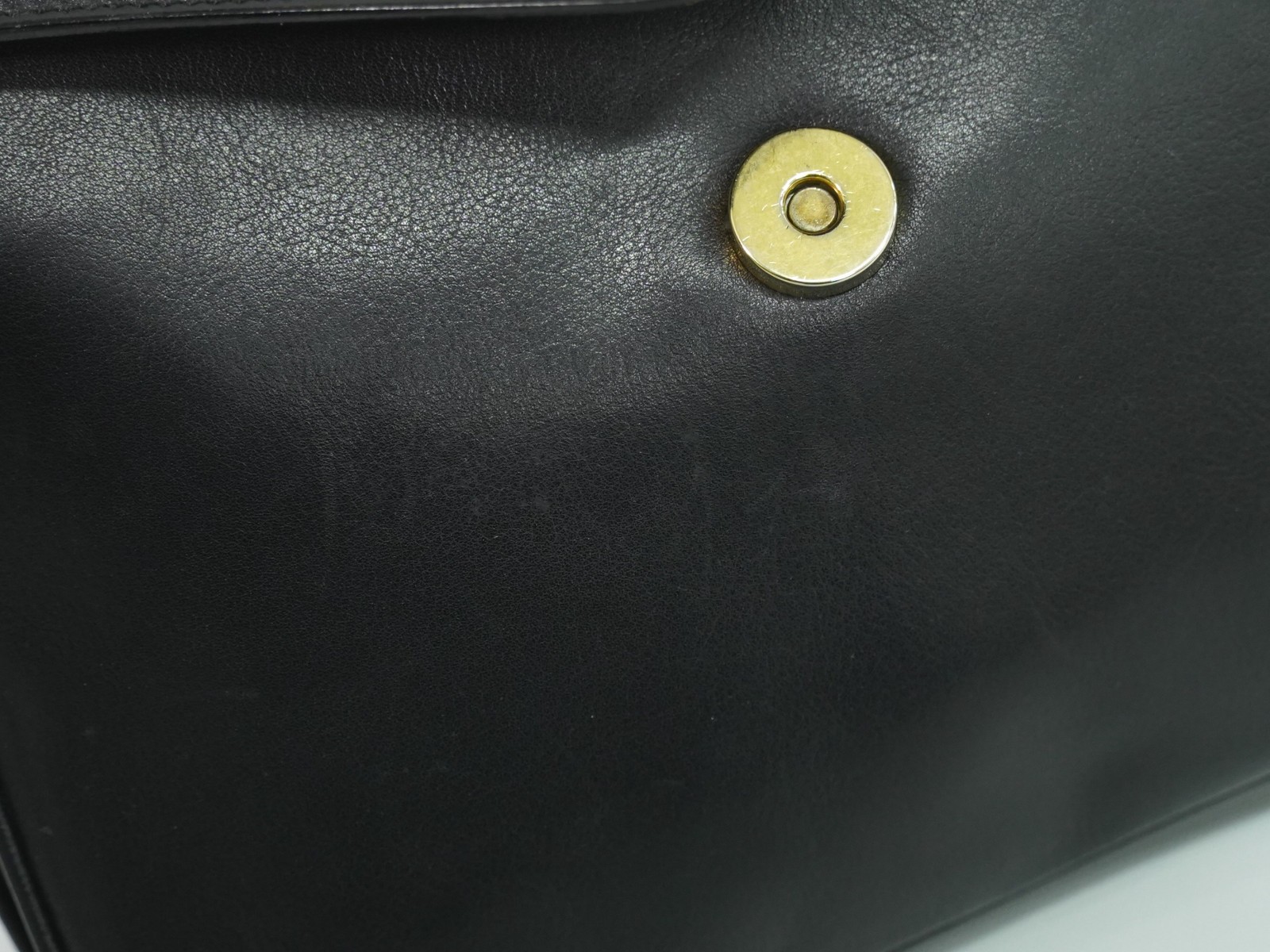 CELINE Leather Shoulder Crossbody Bag Black Gold