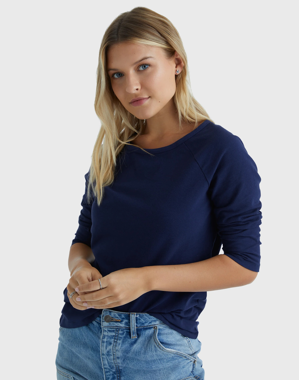 Hanes Women’s T-Shirt Raglan Sleeve Tee Stretch Cotton Plain 6 Colors sz S-2XL