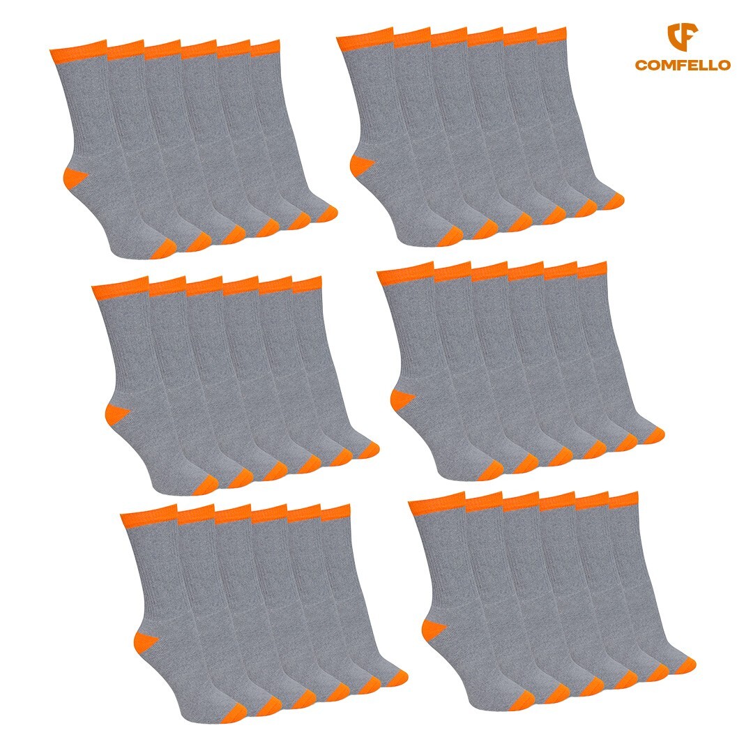 3-12 Pairs Mens Solid Cotton Sports Athletic Work Plain Crew Socks Sizes 10-13