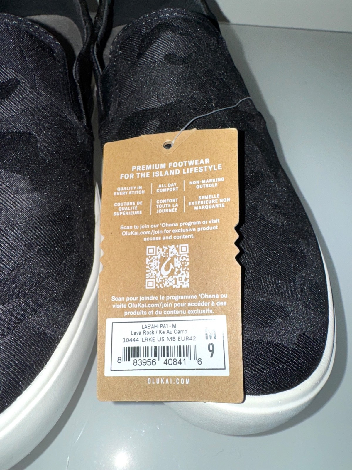 New Mens OluKai Lae’Ahi Pa’i Slip On Shoes – Lava Rock / Ke Au Camo Black Sz 9