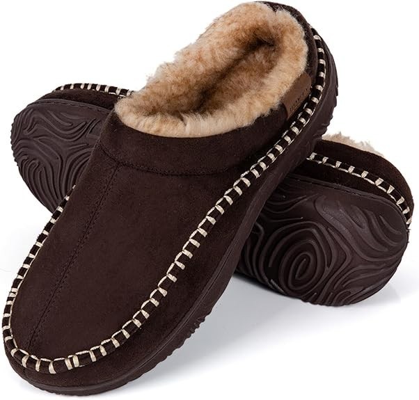 Men’s Memory Foam Moccasin Slippers Warm Plush Indoor Outdoor House Shoes Gift
