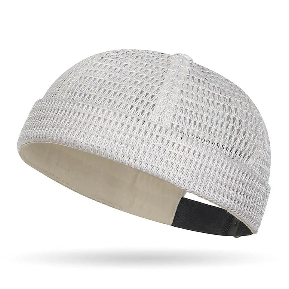 Men Breathable Quick Dry Mesh Skullcap Hat Summer Brimless Adjustable Sun Cap
