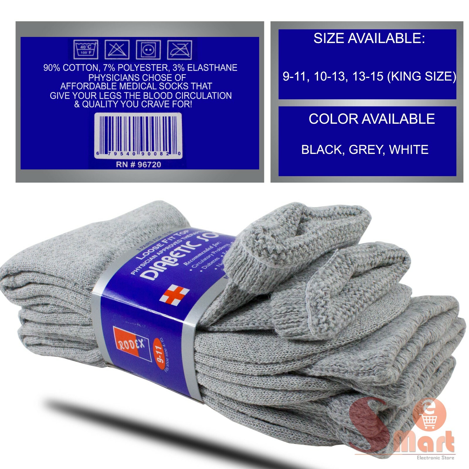 3 6 12 Pairs Mens Womens Heath Diabetic Crew Circulatory Socks 9-11 10-13 13-15