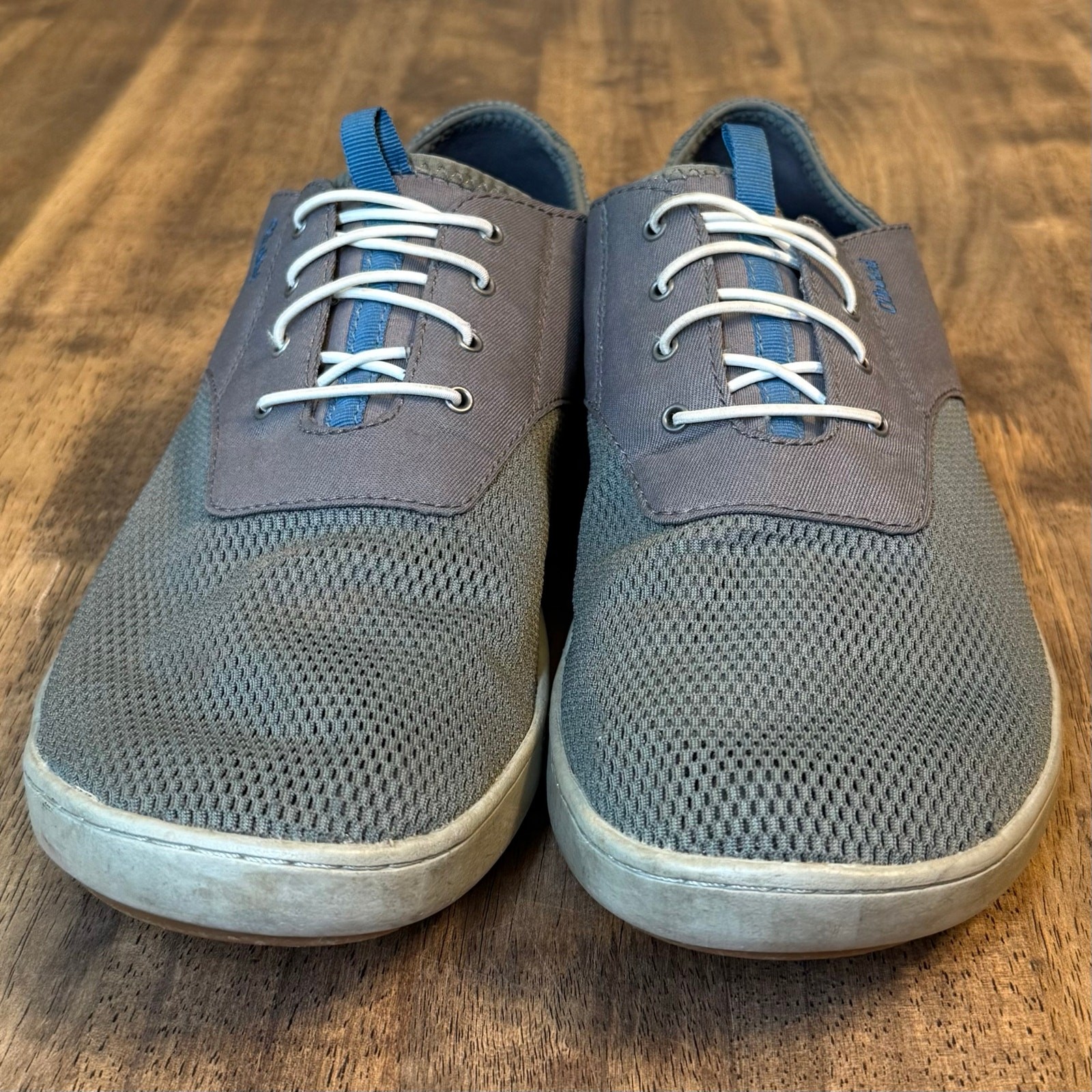 Olukai Boat Shoes Nohea Moku No Tie Beach Casual Slip On Gray/Blue Men’s Size 11