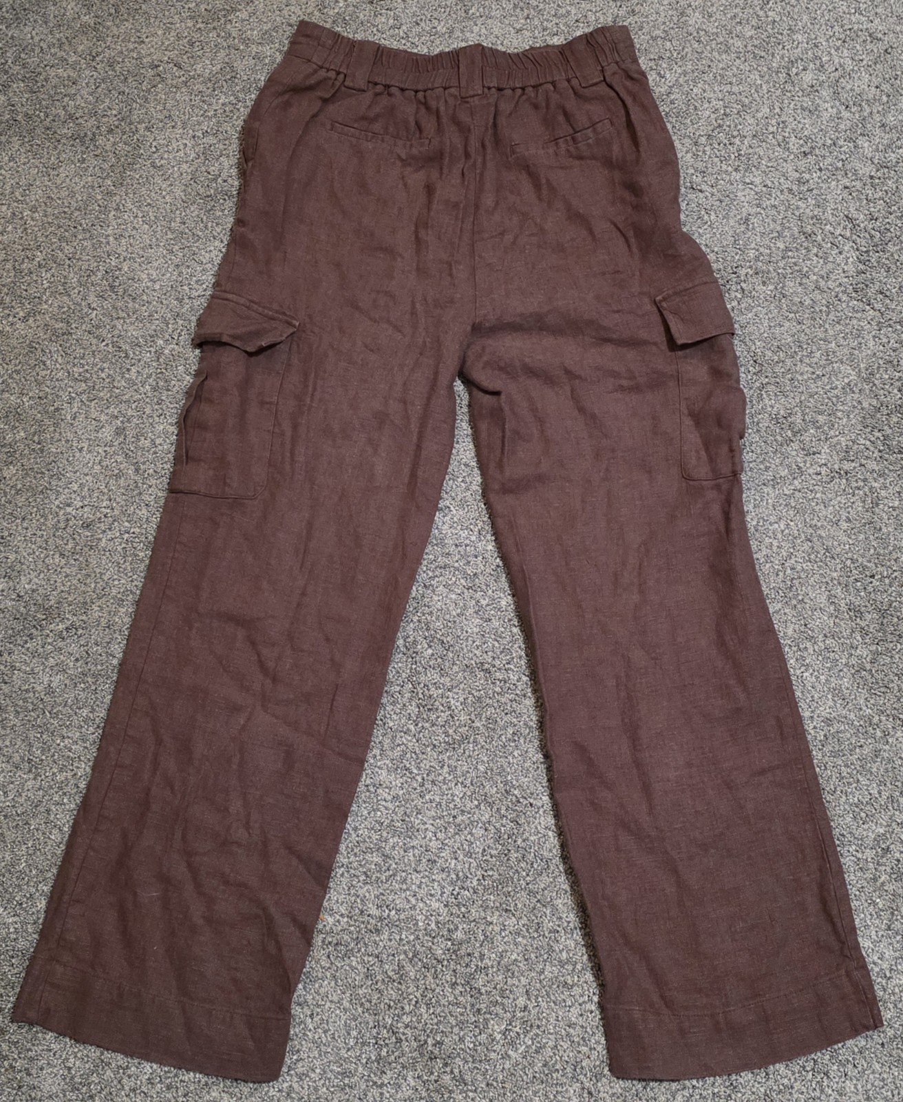 House of Harlow 1960 Women’s Brown Cargo Pants Pockets Elastic Waist Button