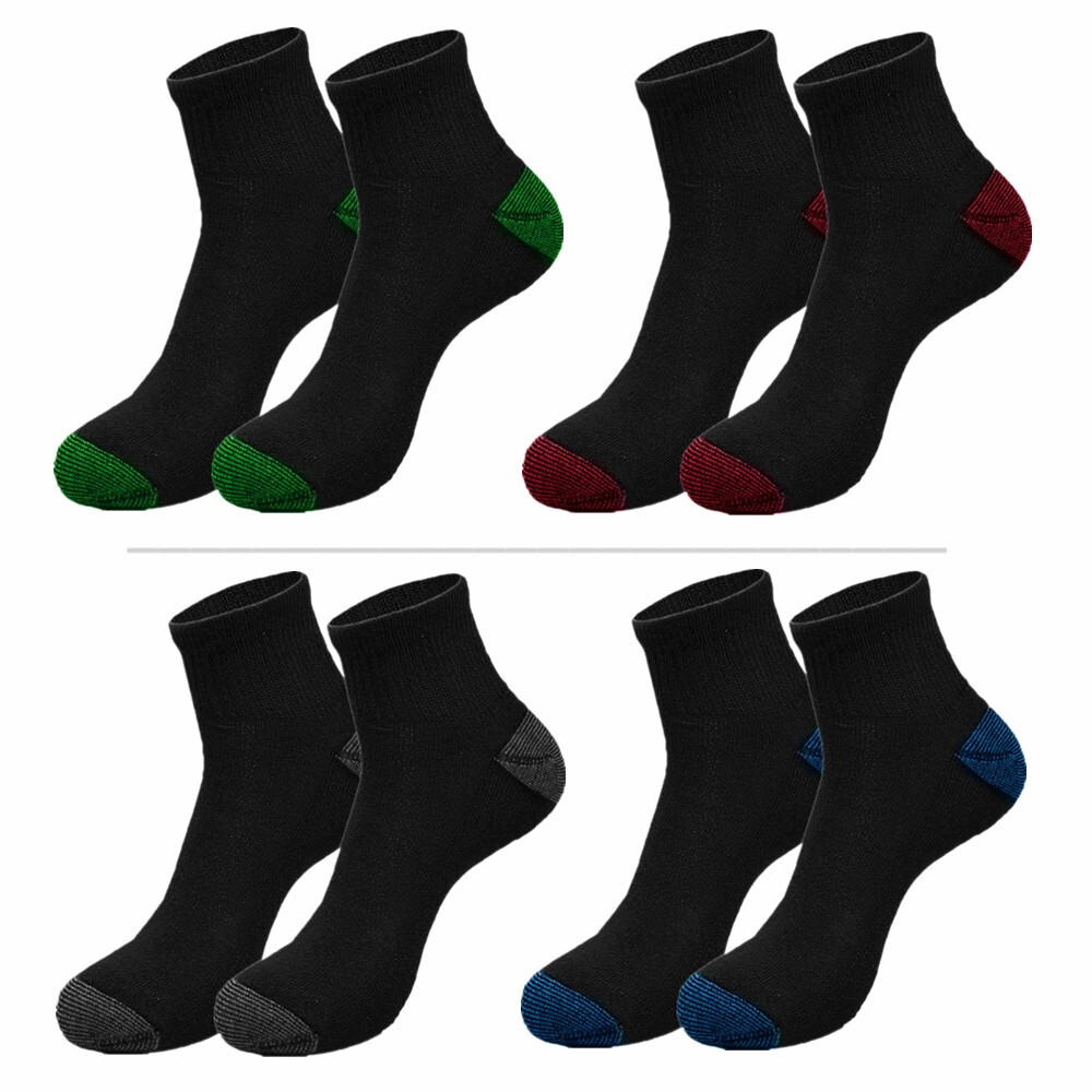 Men Cushioned Cotton Athletic Ankle Quarter Crew Socks Low Cut Size 9-13