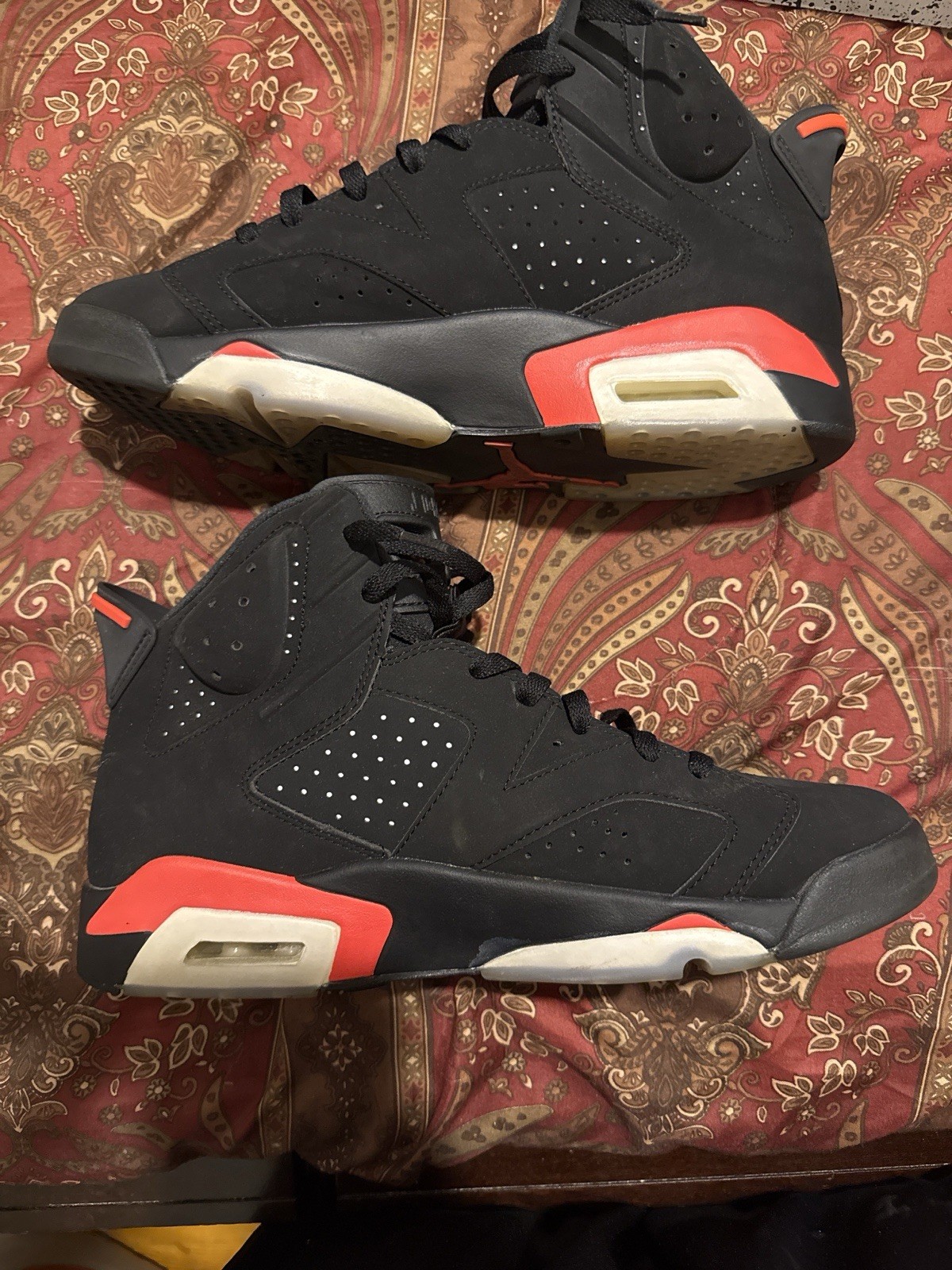 Jordan Air Jordan 6 Retro Infrared Black/Red Nubuck High Top 384664-060
